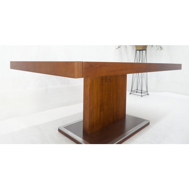 Single Pedestal Base Milo Baughman Walnut Dining Table w/ 2x16" Leaves MINT For Sale - Image 14 of 15