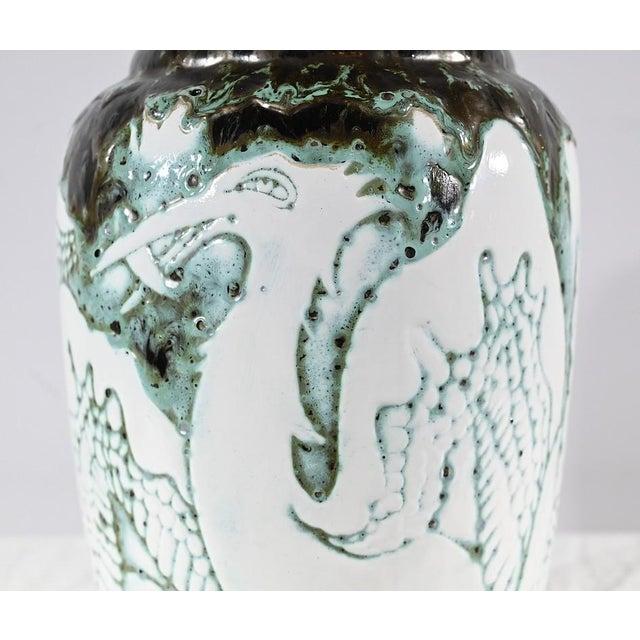 Ceramic Les Pélicans Vase by L. Alaurent, 1950 For Sale - Image 7 of 18