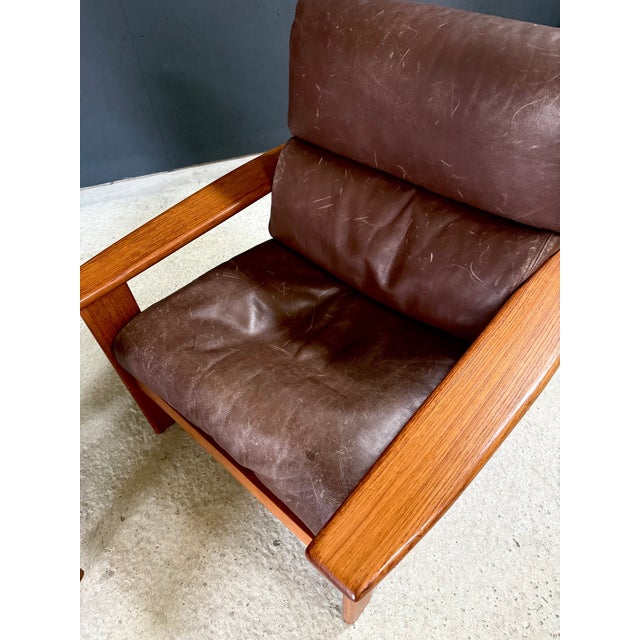 Mid-Century Modern Leather and Teak Lounge Chairs, 1960s, Set of 2 For Sale - Image 11 of 18