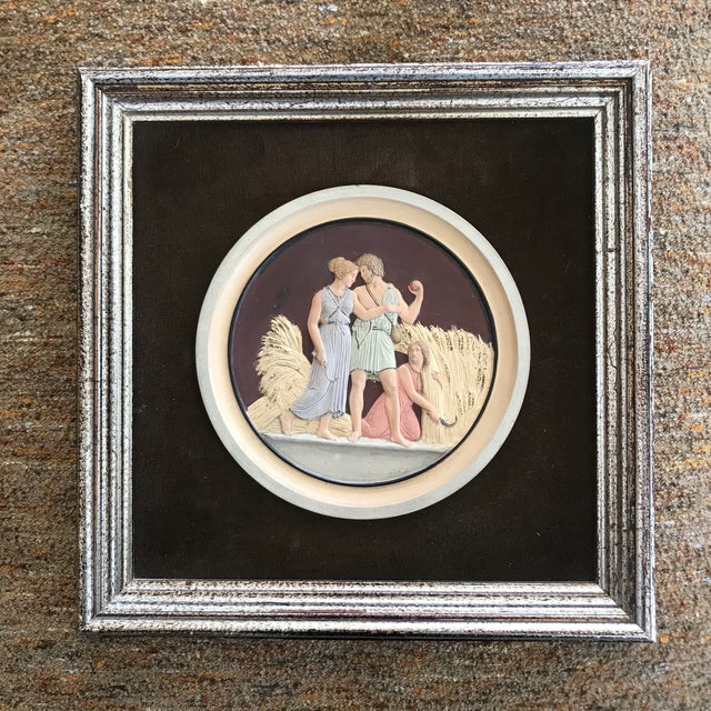 Hand Painted Plaster Intaglio Framed in Velvet For Sale - Image 10 of 12