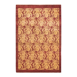 Mogul Collection Hand-Knotted Area Rug - Red 4' 2" x 6' 1" For Sale
