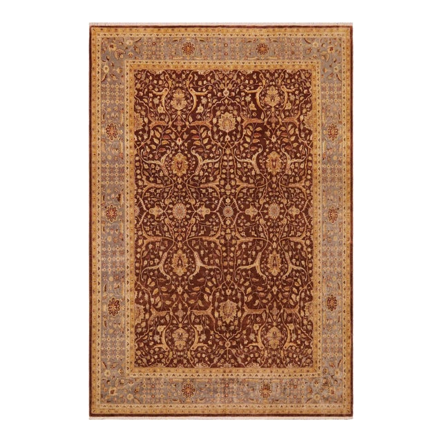 Classic Ziegler Brown Gray Hand-Knotted Wool Rug - 9'1'' X 11'4'' For Sale