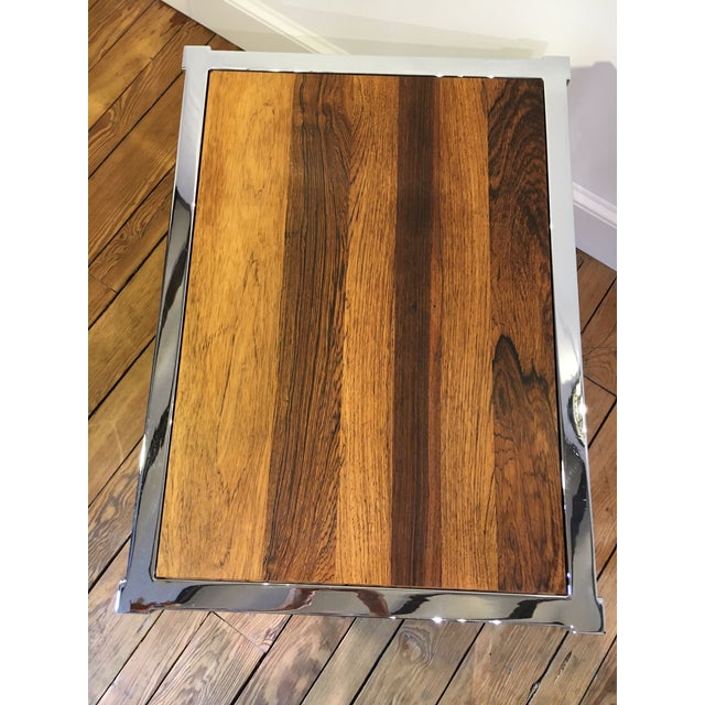 1970s Modernist Chrome + Rosewood End Table For Sale - Image 11 of 12