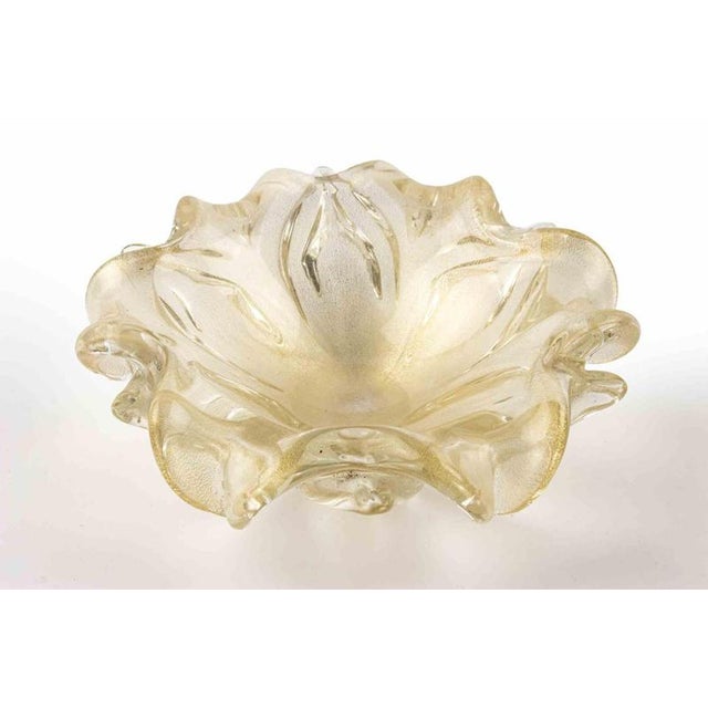 Vintage Honey Bubble Murano Glass Ashtray attributed to Barovier and Toso, 1970s For Sale - Image 3 of 6