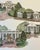 A charming late 20th-century hand-colored architectural print by artist Liz Bryant, depicting a collection of notable...