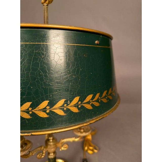 Late 19th Century French Empire Bouillotte Tole-Painted Lamp With Swan Finial, Circa 1890 For Sale - Image 15 of 15