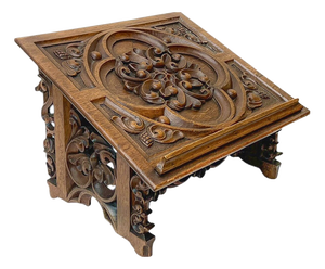 19th Century Gothic Revival Carved Wood Book Stand
