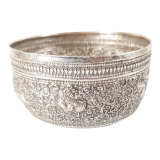 Early 20th Century South East Asian Thai Burmese Silver Bowl For Sale