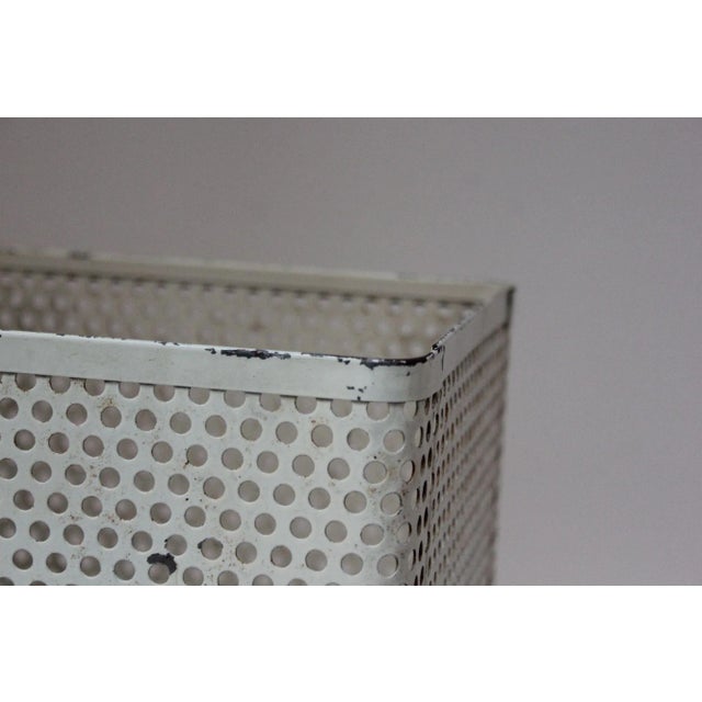 Set of Two Vintage White and Cream Perforated Wastebaskets After Mathieu Matégot For Sale - Image 12 of 12