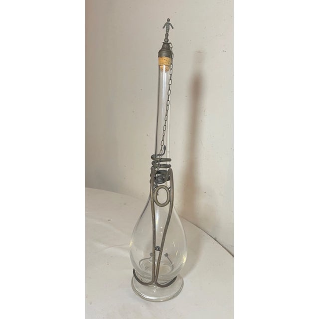 Antique 1800's Handmade Bronze Hand Blown Glass Wine Claret Decanter Egypt Snake For Sale - Image 10 of 12