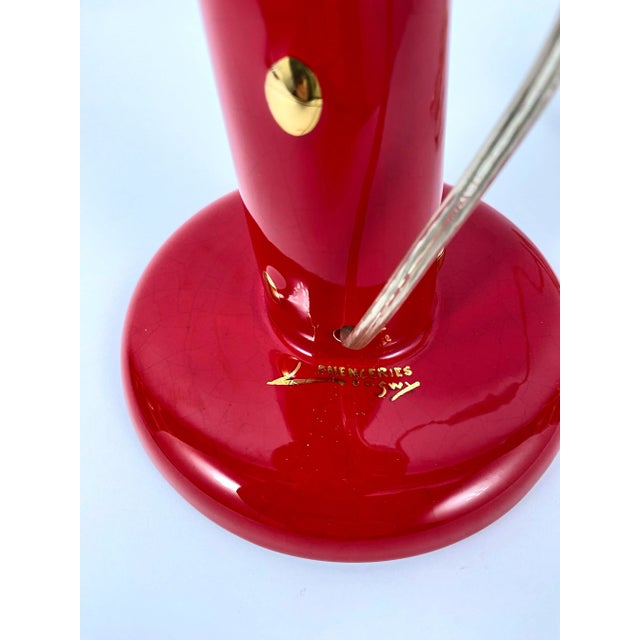 Vintage Table Lamp with Authentic Shade in Faience Longwy, France, 1970s For Sale - Image 9 of 11