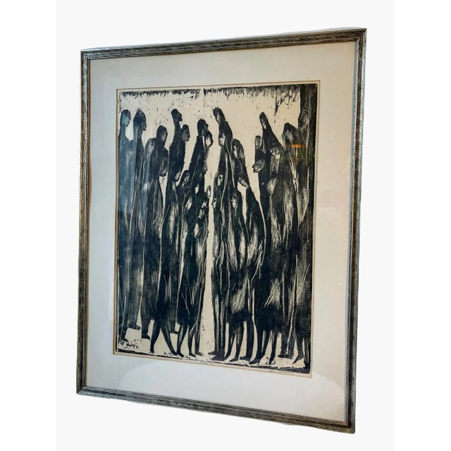 Wood Mid 20th Century "Where To?" Abstract Figurative Painting, Framed Singed For Sale - Image 7 of 11