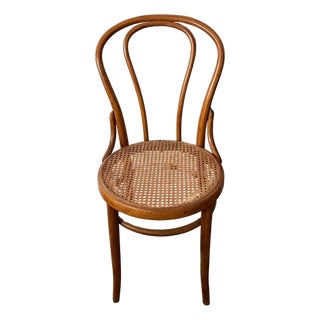 Antique Thonet-Style Bentwood Café Chair With Cane Seat For Sale