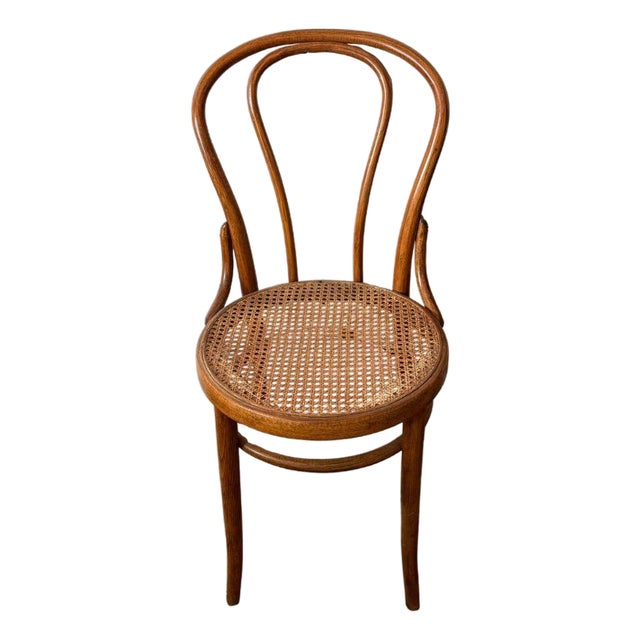 Antique Thonet-Style Bentwood Café Chair With Cane Seat For Sale