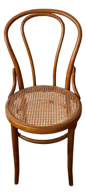 Antique Thonet-Style Bentwood Café Chair With Cane Seat