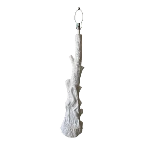 Vintage White Plaster Palm Beach Heron Bird Faux Bois Floor Lamp Newly Wired