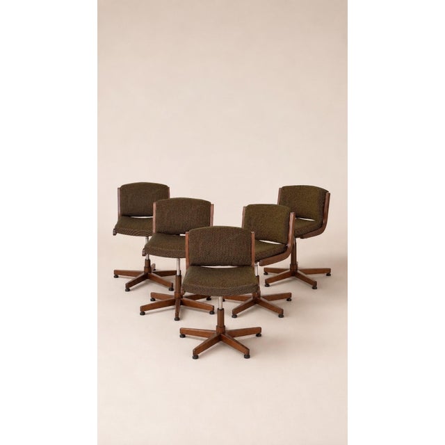 Wood Vintage Office Chairs in Wood, 1970, Set of 5 For Sale - Image 7 of 7
