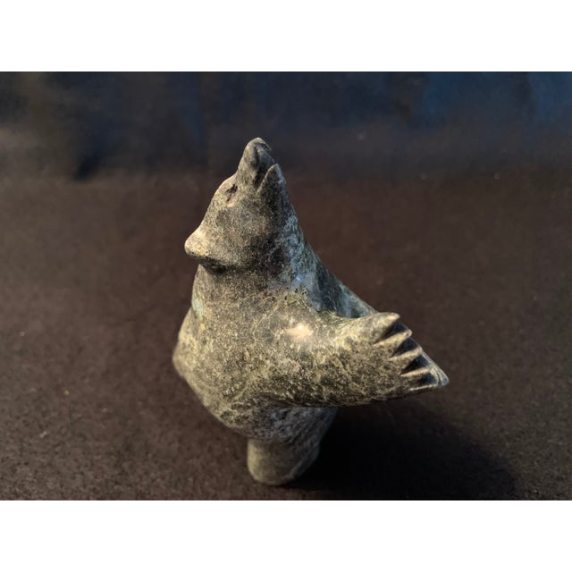 Isaaci Shaa Inuit Dancing Bear Serpentine Stone Carving Kinngait Cape Dorset 2023 For Sale - Image 10 of 16