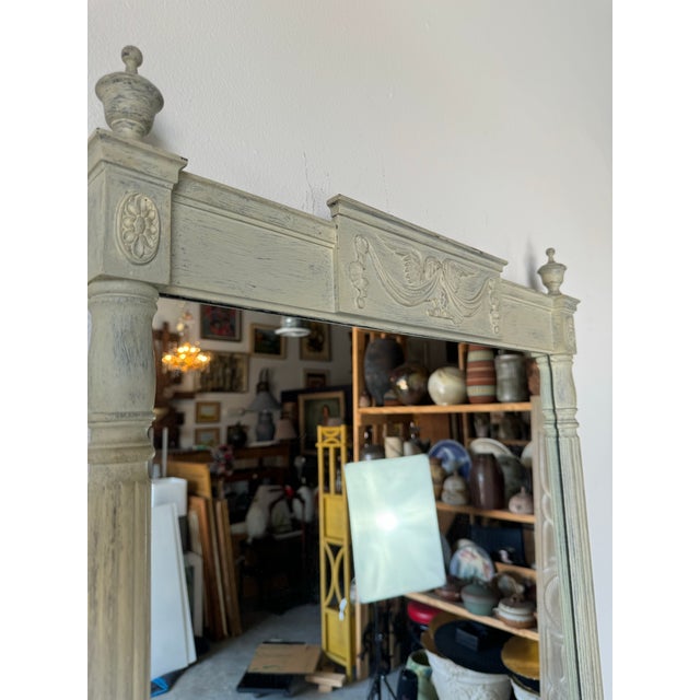 Wood Vintage French Neoclassical - Style Painted Wood Wall Mirror For Sale - Image 7 of 10