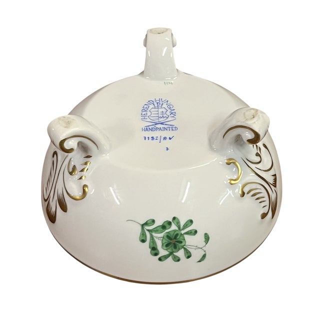 Mid 20th Century Herend Green Chinese Bouquet Round Porcelain Lidded Trinket Box Candy Dish For Sale - Image 9 of 10