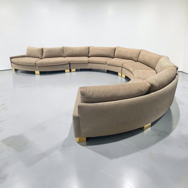 1970s 1970s Serpentine Sectional Sofa With Brass Feet For Sale - Image 5 of 11