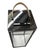 Vintage Modern Polished Gunmetal & Glass Floor Lantern With Tan Leather Handle For Sale In West Palm - Image 6 of 12