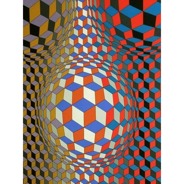 1980 "Nebulous" Op Art Abstract Silkscreen by Victor Vasarely, Framed For Sale In Jacksonville, FL - Image 6 of 13