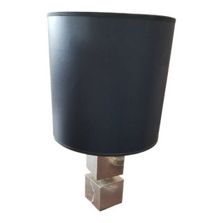 1970s Split Silvre/Chrome Block Base Table Lamp For Sale