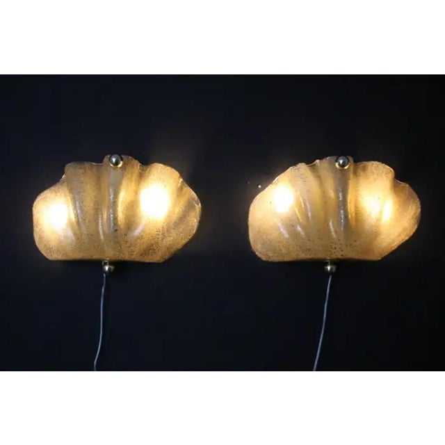 Shell Shaped Sconces in Gold Murano Glass by Murano for Murano, 2000, Set of 2 For Sale - Image 11 of 14