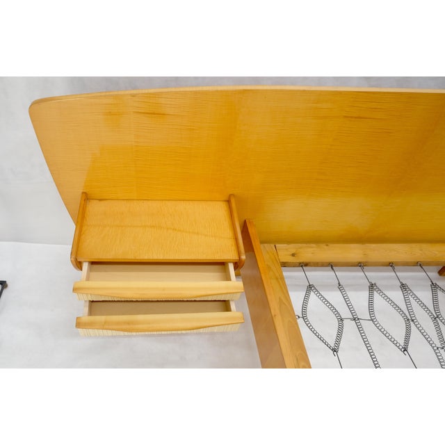 Swedish Mid Century Blond Birch King Headboard Bed Night Stands Box Spring NICE! For Sale - Image 18 of 18