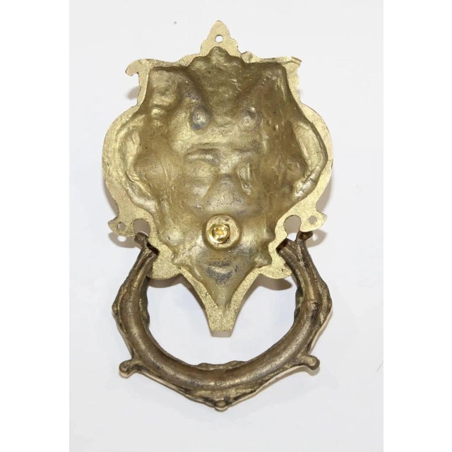 Brass Vintage Solid Brass Italian Gothic Devil Door Knocker For Sale - Image 8 of 11