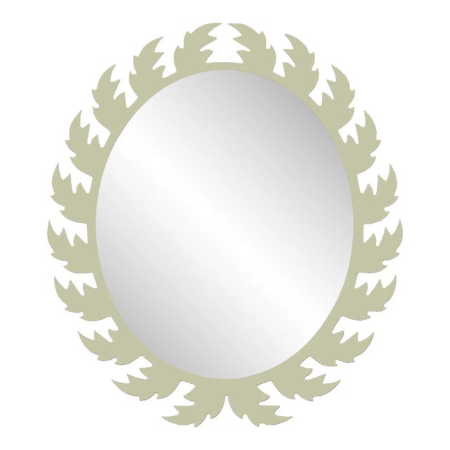 Fleur Home Audubon Oval Mirror in Cooking Apple Green, 26x31 For Sale