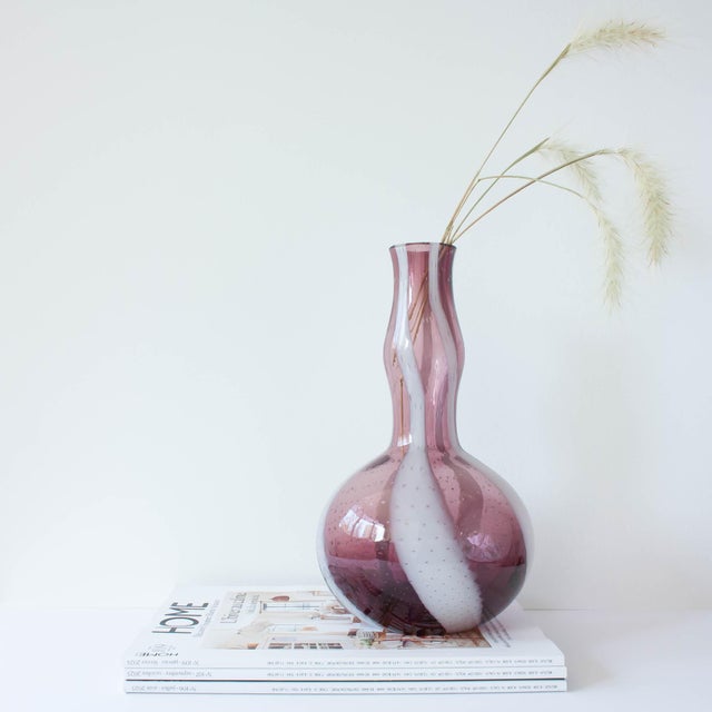Mid-Century Modern Purple and White Glass Vase from Marinha Grande, 1960s For Sale - Image 3 of 11