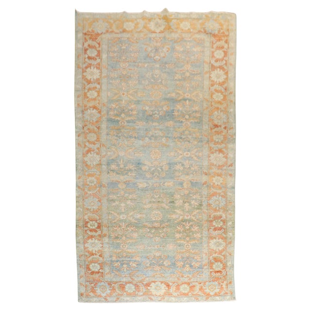 Light Blue Green Antique Persian Mahal Gallery Size Rug For Sale - Image 15 of 18
