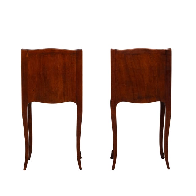Antique Nightstands in Wood and Nutwood, France, 1950s, Set of 2 For Sale - Image 4 of 12