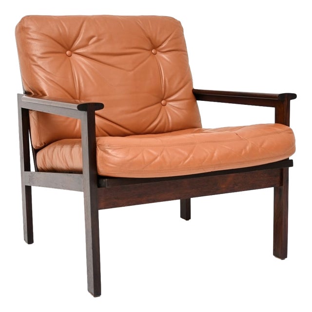 Danish Capella Lounge Chair in Leather by Illum Wikkelso for Niels Eilersen, 1960 For Sale