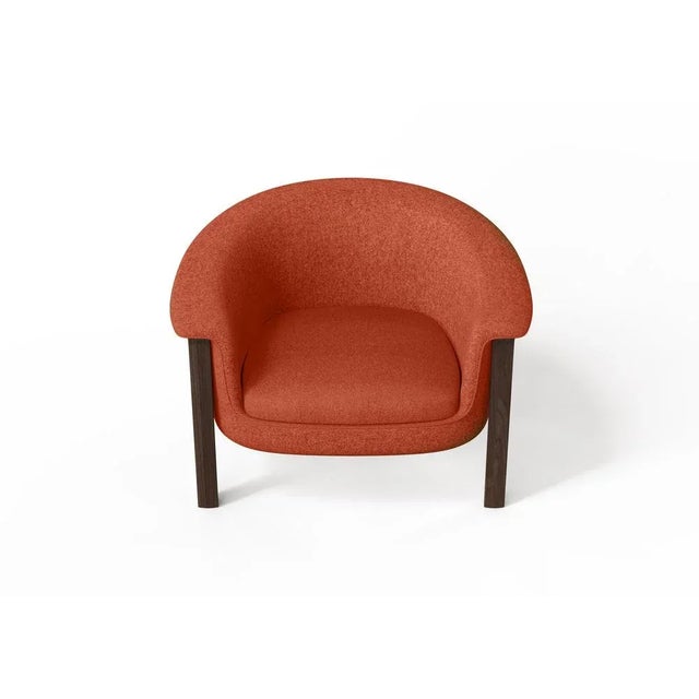 Modern Agnes Armchair in Walnut and Salmon Wool Fabric by Javier Gomez For Sale - Image 4 of 8