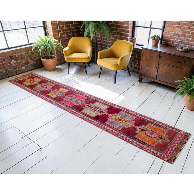 1970s Vintage Hand-Knotted Narrow Runner - 2′1″ × 14′2″ For Sale - Image 4 of 15