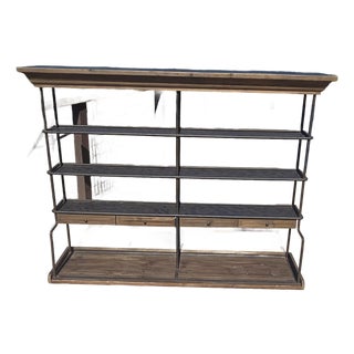 Mercantile Iron and Wood Display Rack With Drawers For Sale