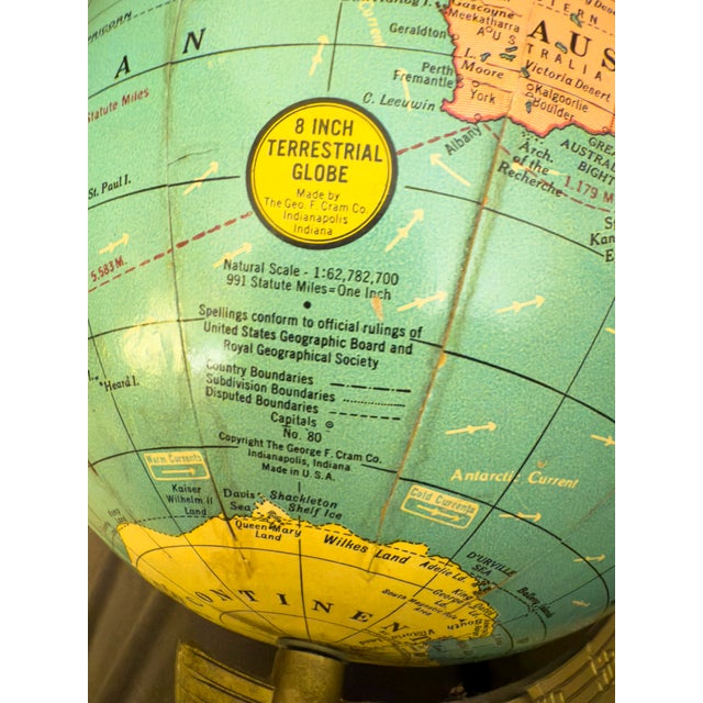 Vintage Mid-Century Modern Terrestrial Globe by the Geo. F. Cram Co 8-Inch For Sale - Image 11 of 12