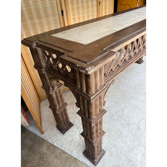 72" Vintage British Colonial Console Table For Sale - Image 9 of 15