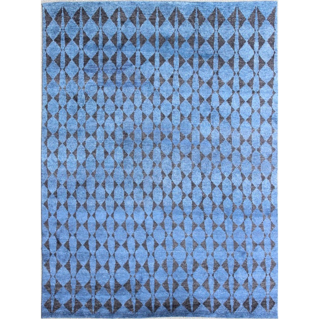 Textile Large Moroccan Rug in All Over Design in Blue & Black 10'2'' X 13'8' For Sale - Image 7 of 7