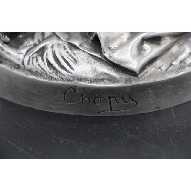 Chapu, Barbedienne Sculpture of Joan of Arc, 1800s, Bronze with Silver Patina For Sale - Image 6 of 9