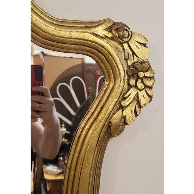 Vintage Rococo French Style 20th C Gilt Carved Wood Marble Console Table & Mirror For Sale - Image 15 of 15