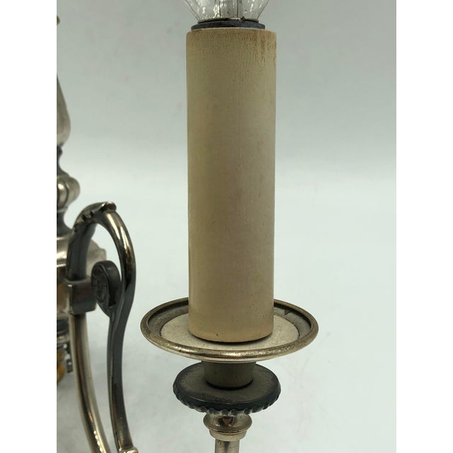 Chandelier and Wall Sconces in Silver and Crystal Glass, 1940s, Set of 3 For Sale - Image 15 of 18