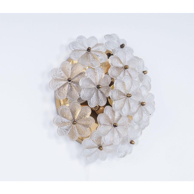 Brass Wall or Ceiling Lamp with Crystal Flowers by Ernst Palme, 1970s For Sale - Image 4 of 10