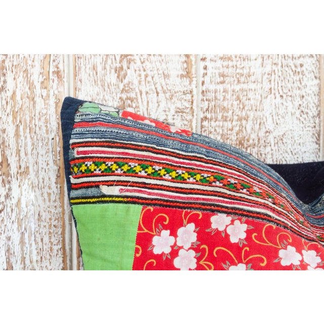 Large Antique Hmong Patch Pillow For Sale - Image 4 of 10
