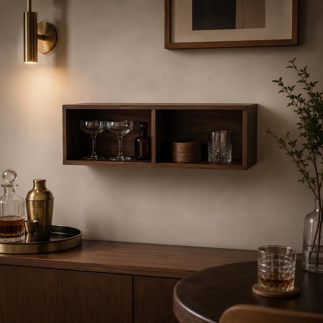 Wood Arcuno Solid Walnut Floating Nightstand For Sale - Image 7 of 11