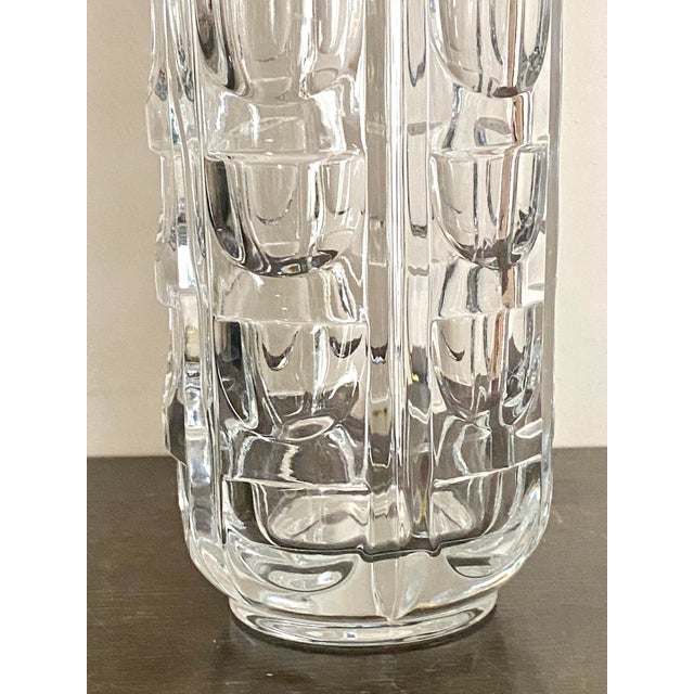 Modern Vintage Modernist Crystal Vase For Sale - Image 3 of 7