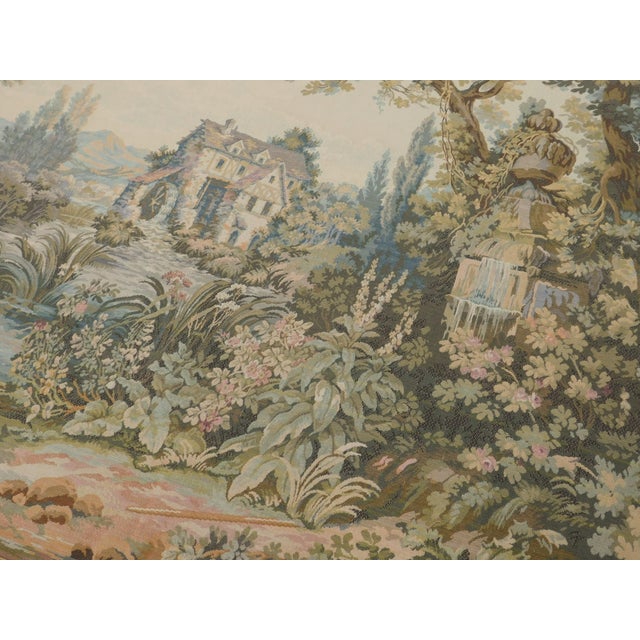 Textile Vintage French Style Machine Made Tapestry. 5'4"x 6'6" For Sale - Image 7 of 13